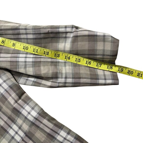 Talbots Blazer Sz 12P Tan Plaid Ramie Linen Blend Jacket Wood Buttons 3/4 Sleeve - Picture 7 of 7